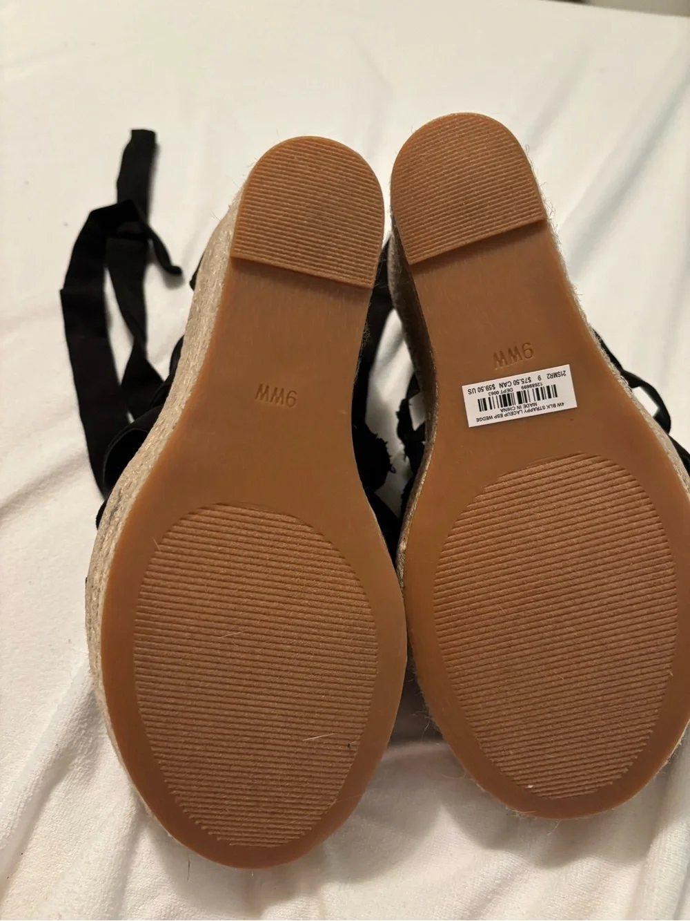 Black Espadrille Wedge Sandals with Ankle Tie